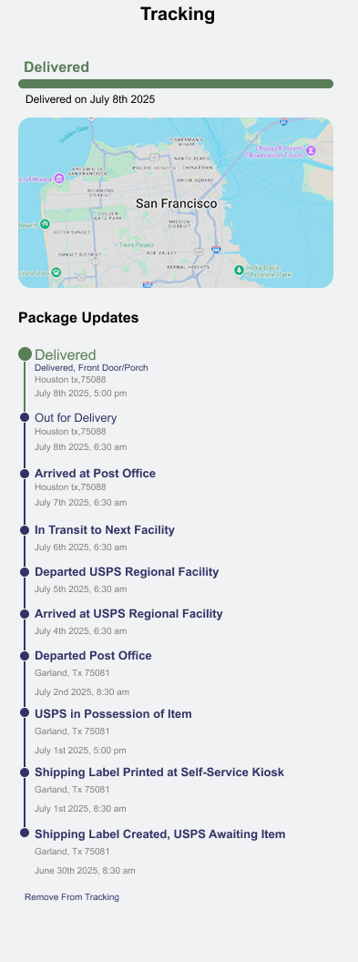 USPS out for delivery screen